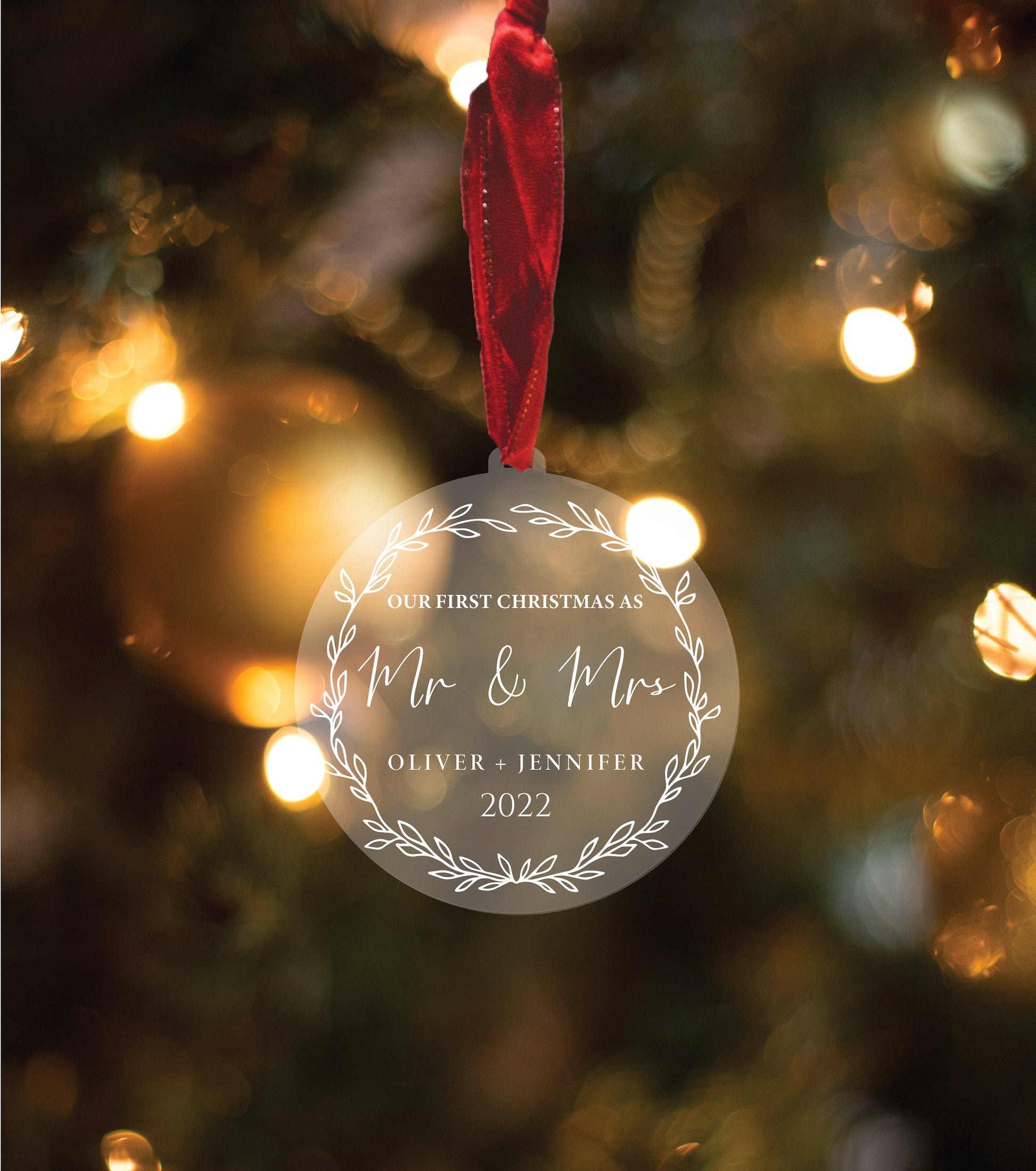 Personalised First Christmas as Mr & Mrs Bauble Decoration Gift, Newlywed Gift, Couple Christmas Keepsake, First Christmas Married Mr Mrs