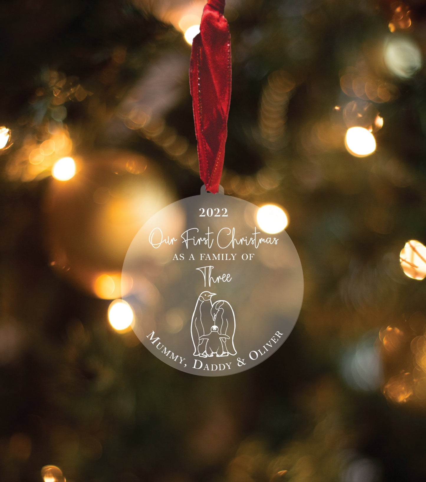 First Christmas as a Family Ornament, Personalised First Christmas as a Family of Three Bauble, New Baby Gift, Tree Decoration, New Parents