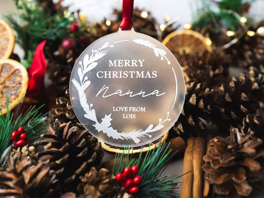 Personalised Christmas Bauble, Christmas Tree Decoration, Grandparent Bauble, Personalised Christmas Gift, Family Name Bauble