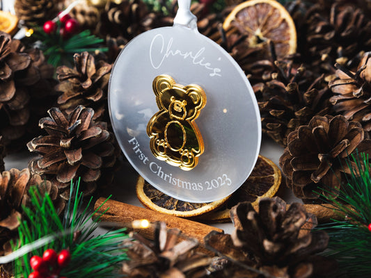 Personalised Baby&#39;s First Christmas Bauble, 1st Christmas, Xmas Tree Decoration, New Baby Christmas Gift,  Custom Name Bauble, Xmas Present