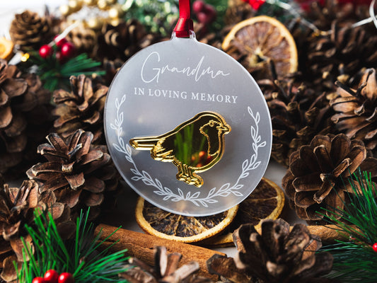 Remembrance Gift, Personalised Memorial, Memorial Ornament, Remembrance Robin , Christmas Bauble, Remembrance Decoration, In Loving Memory