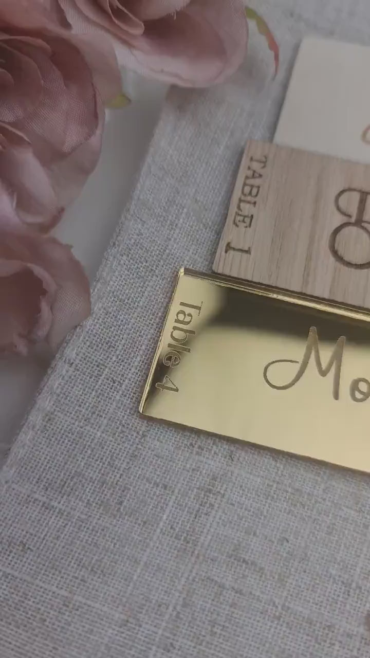 Personalised Place Names, Wedding Place Card, Table Place Name, Guest Seating, Mirror Name Tags, Unique Wedding Favours, Wedding Table Decor