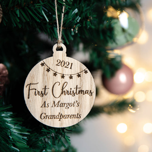 Personalised First Christmas As Grandparents Bauble