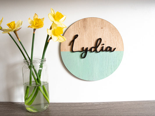Personalised Two Tone Wall Name Sign