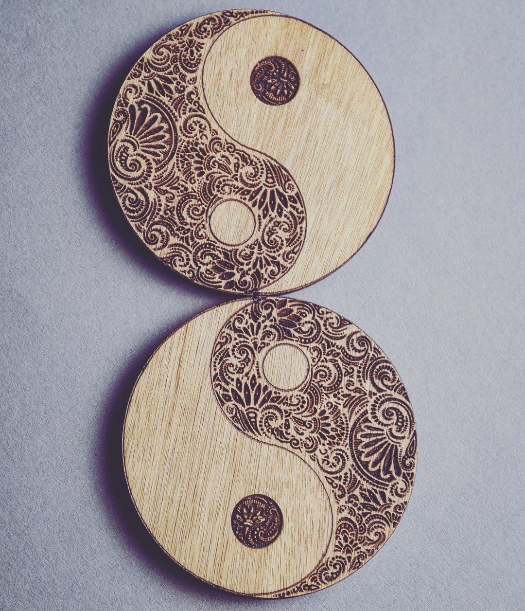 Yin Yang Wooden Coasters Set of 6 - HomeCreationss