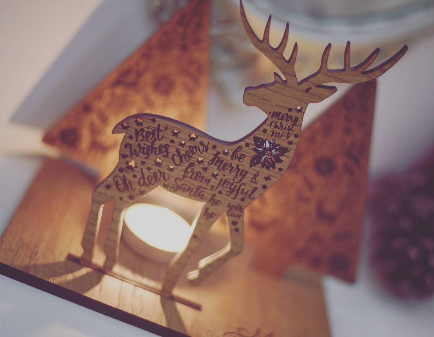 Reindeer & Christmas Tree Candle Holder