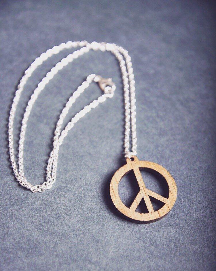 Peace Oak & Silver Necklace - HomeCreationss