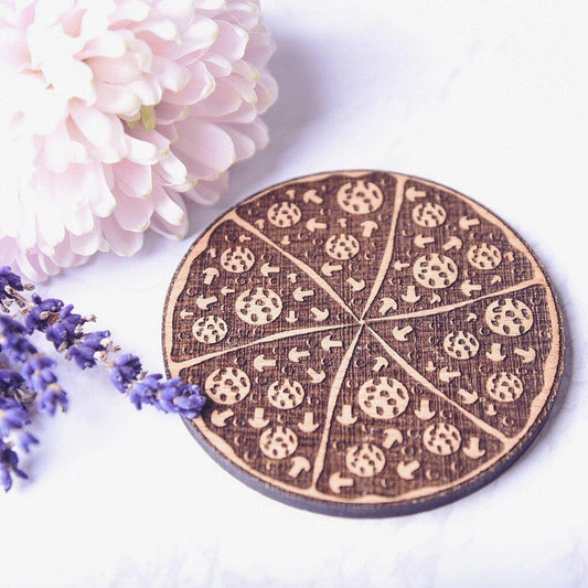 Pizza Themed Wooden Coaster - HomeCreationss