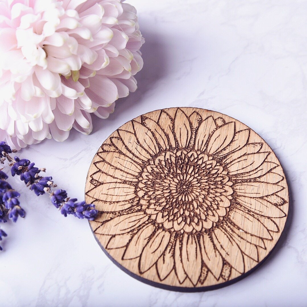 Sunflower Wooden Coaster - HomeCreationss