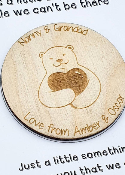 Bear Hug Fridge Magnet Isolation Gift | Gift for Nanny & Grandad | Thoughtful Unique Hug Magnet | Miss You Gift | Little Wooden Hug