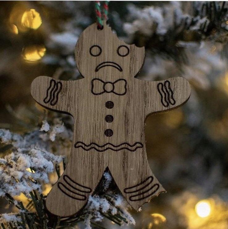 Bitten Gingerbread Man Hanging Bauble