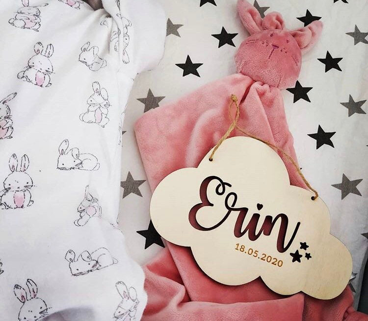 Personalised Baby Name Hanging Sign | Nursery Gift | Cloud Name Sign | Baby Girl Gift | Baby Boy Gift | Baby Shower Gift | Nursery Decor