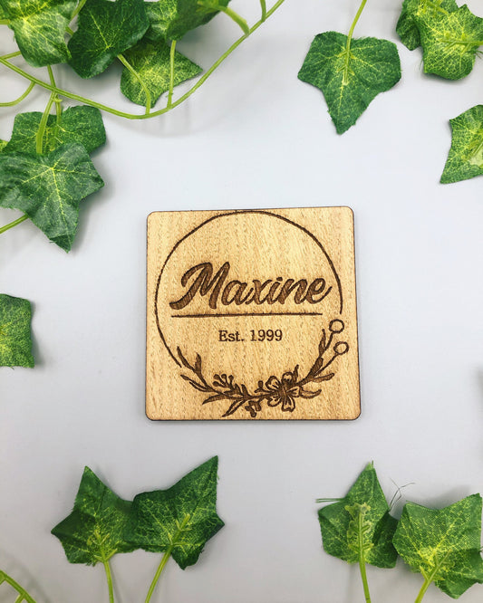 Personalised Wooden Coaster | Birthday Gift | Floral Design Coaster | Wedding Favour Idea | House Warming Gift-Maison Creations