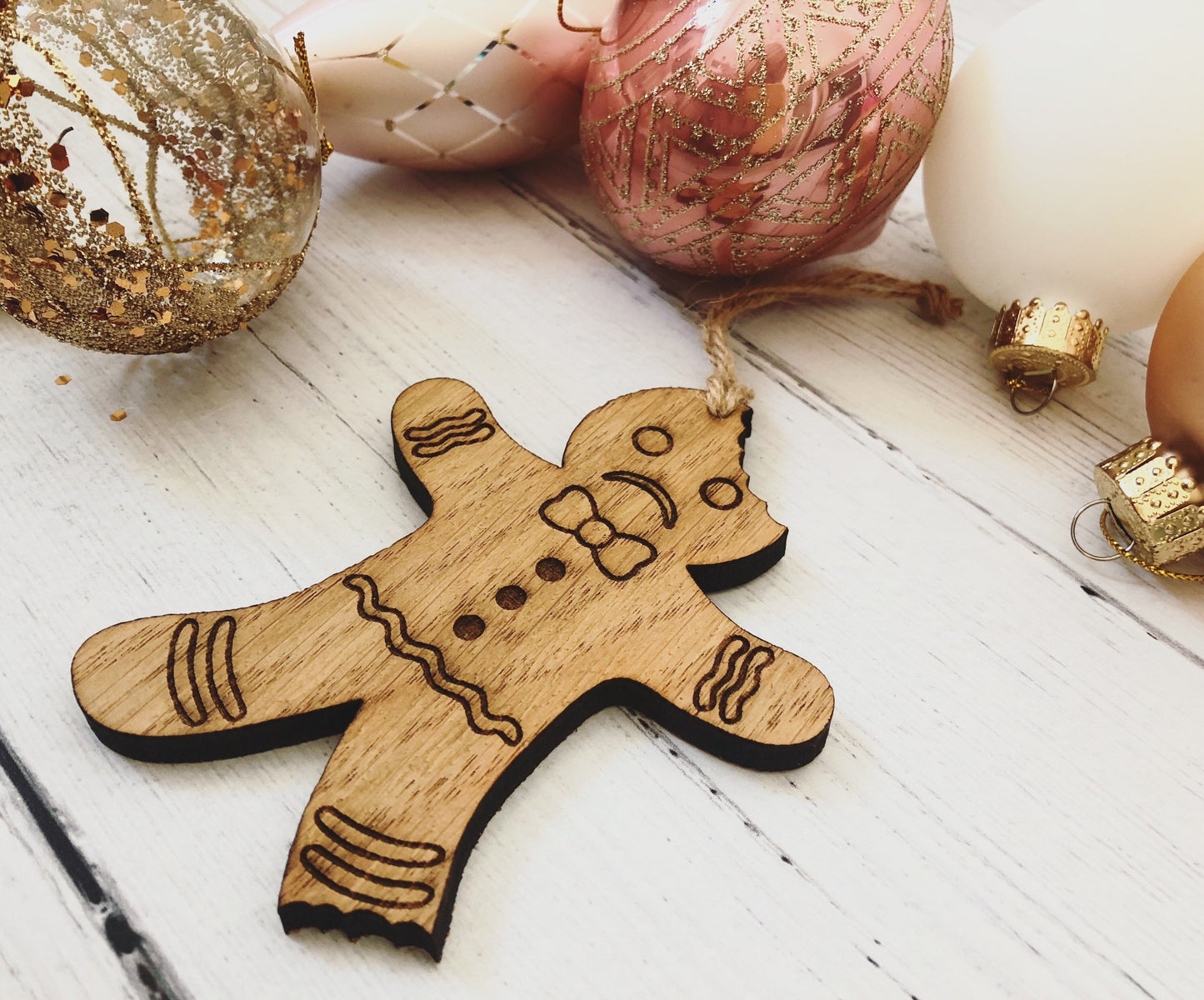 Bitten Gingerbread Man Hanging Bauble