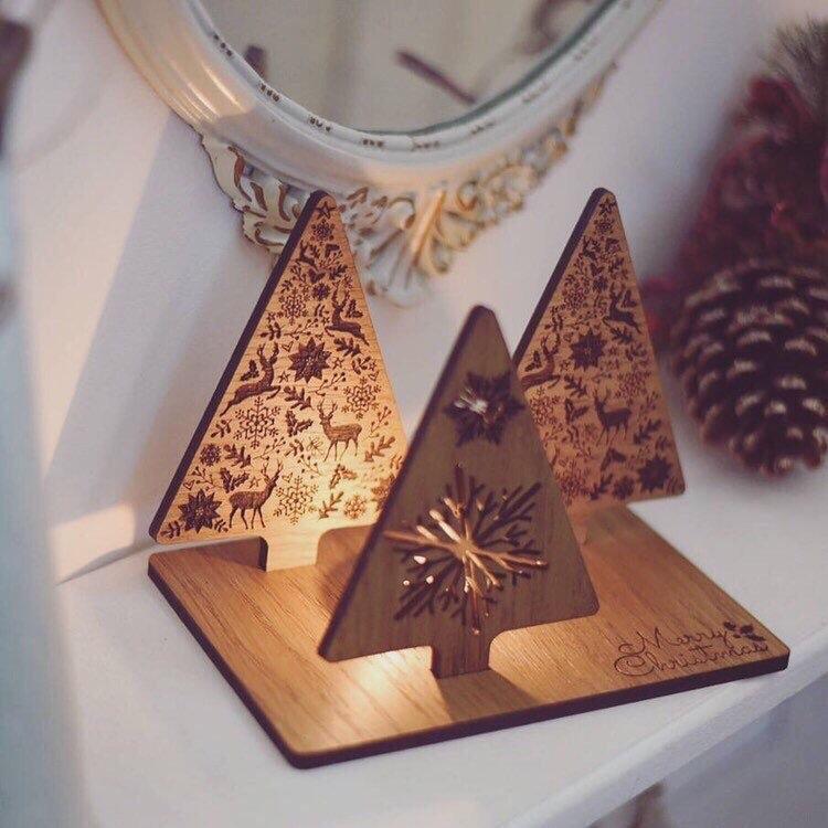 Wooden Christmas Tree Candle Holder