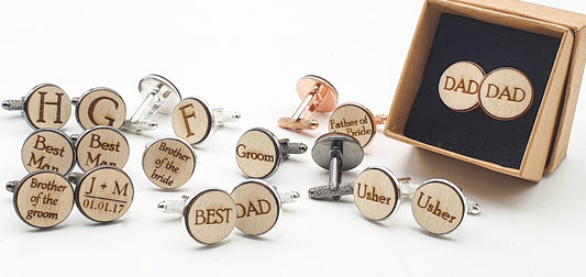 Personalised Wooden Cuff Links | Custom Engraved Cuff Links | Groomsmen Gift | Fathers Day Cuff Links | Personalised Wedding