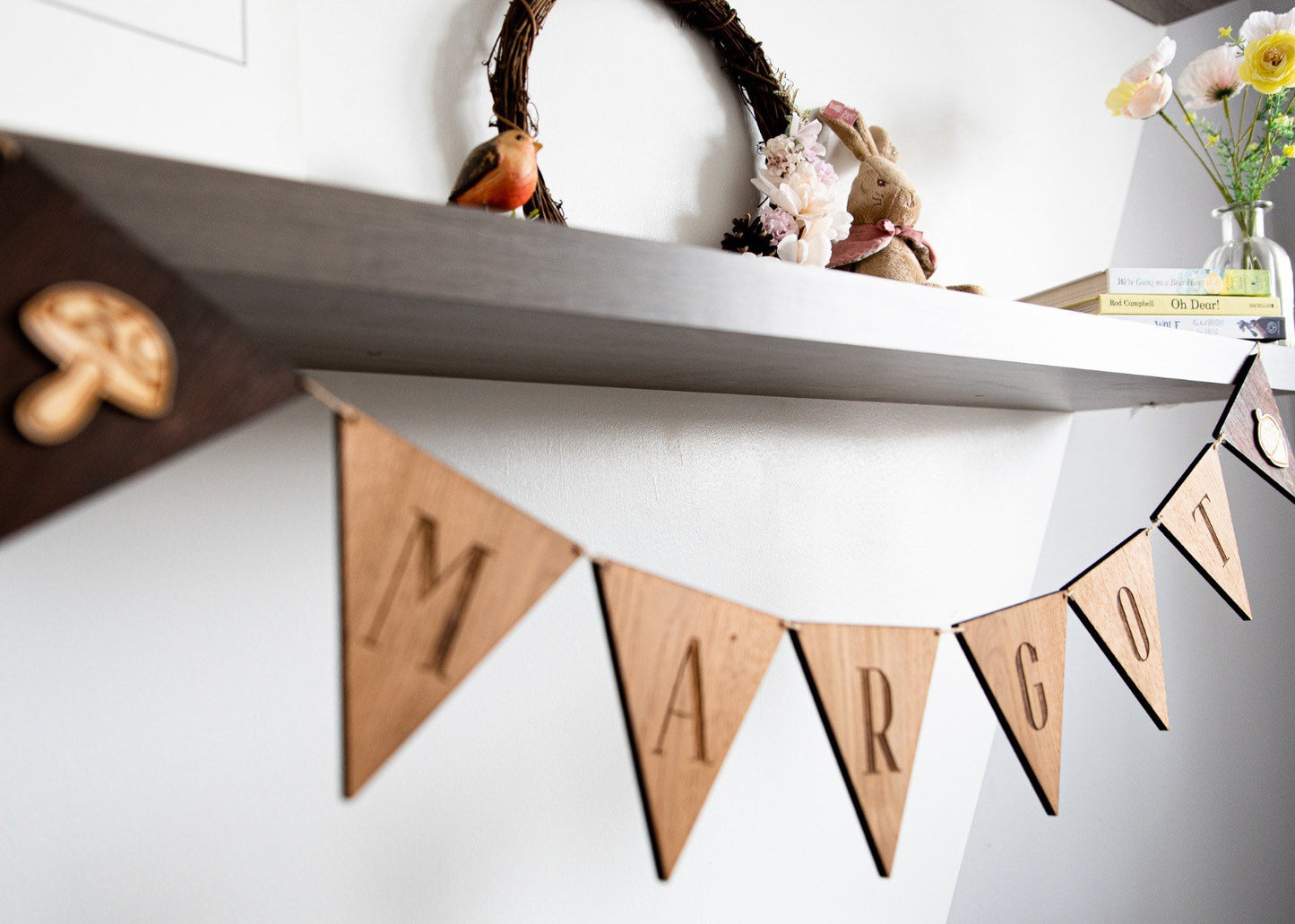 Personalised Wooden Bunting | Nursery Bunting | Name Bunting | Letter Flags | Woodland Theme Bunting | Nursery Decor | Laser Engraved |