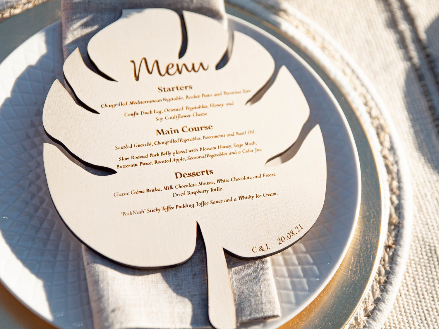 Personalised Monstera Leaf Menu | Boho | Botanical | Leaf Menu Card | Wedding Menu| Personalised Dining | Neutral | Wedding Breakfast