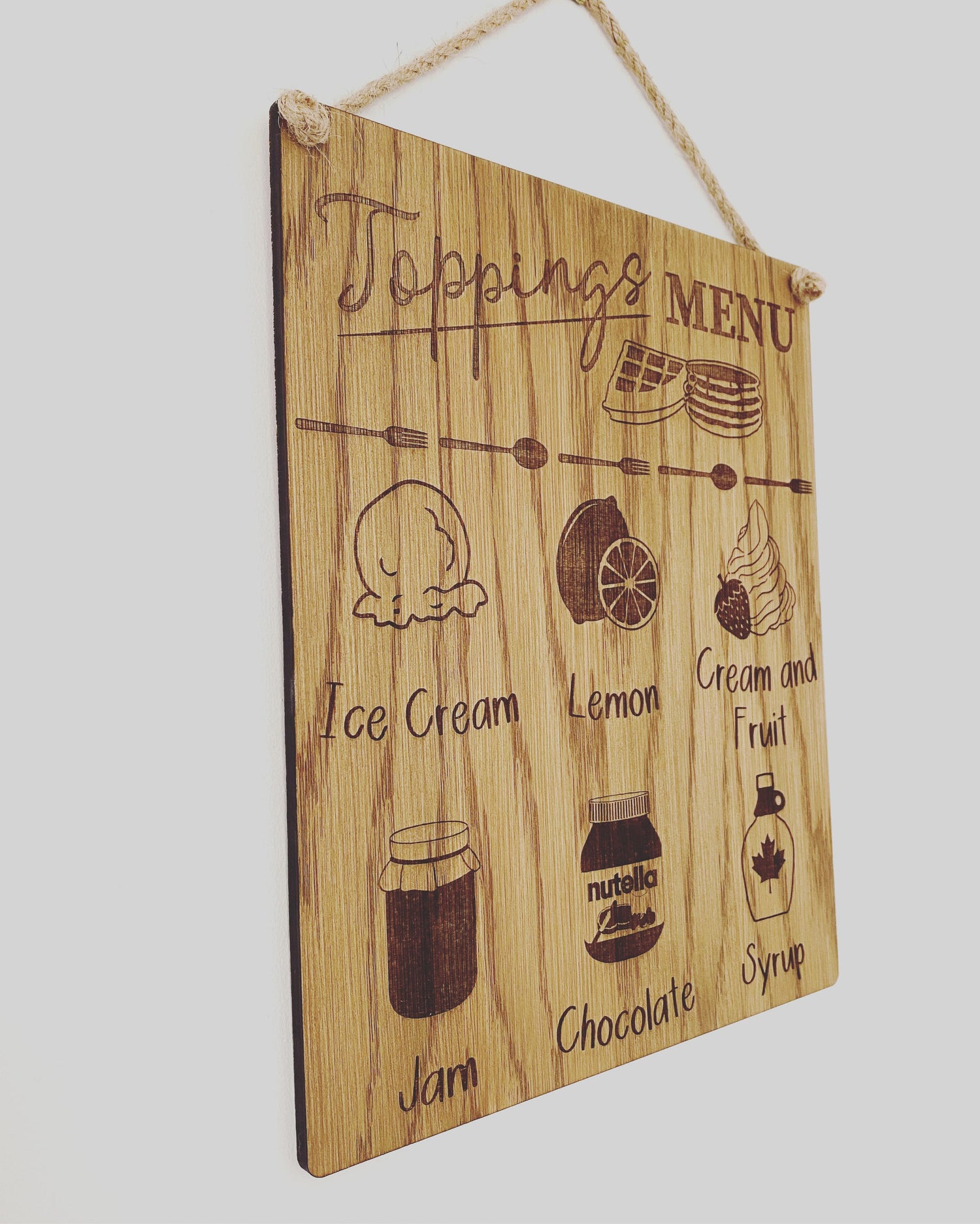 Toppings Menu | Pancake Toppings | Waffle Toppings | Ice Cream Toppings | Kitchen Wall Decor | New Home Gift | Shop Menu |Nutella Lover Gift