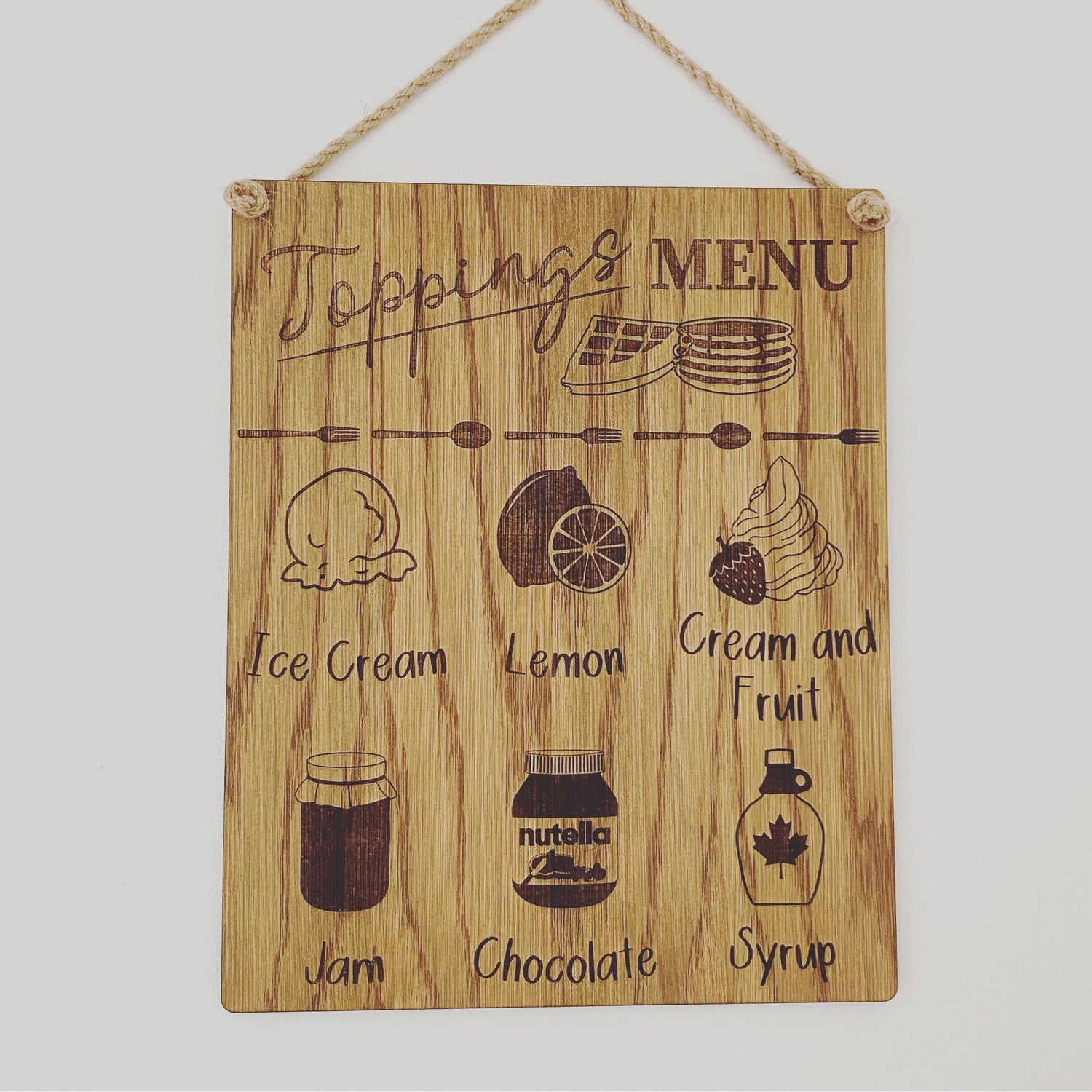 Toppings Menu | Pancake Toppings | Waffle Toppings | Ice Cream Toppings | Kitchen Wall Decor | New Home Gift | Shop Menu |Nutella Lover Gift