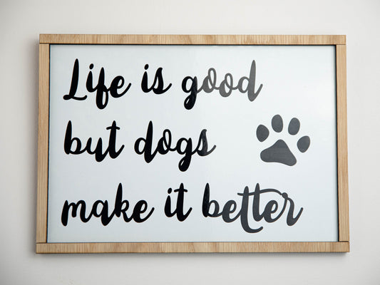 Dog Quote Sign | Gift For Pet Lovers | Wooden Dog Sign | Birthday Gift For Dog Lover | Home Decor Signs | Framed Wall Art | Dog Gift