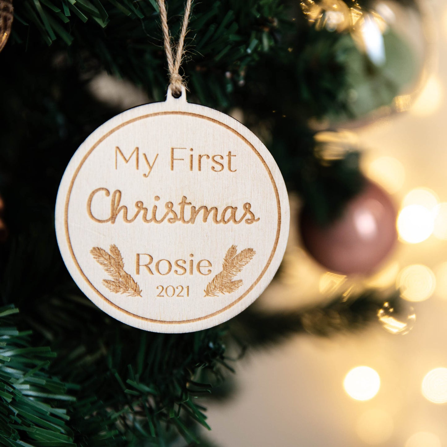 Babies First Christmas | Personalised Tree Decoration | New Baby Gift | 2021 Baby | Babys First Christmas | New Arrival Present | Made in UK