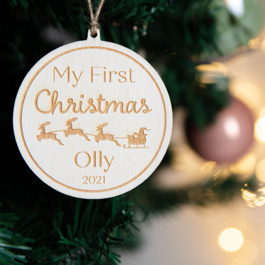 Babies First Christmas | Personalised Tree Decoration | New Baby Gift | 2021 Baby | Babys First Christmas | New Baby Bauble | Handmade In UK