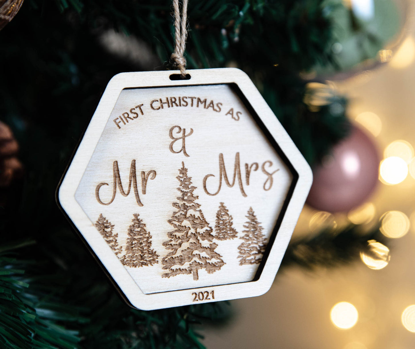 First Christmas As Mr & Mrs | Married In 2021 | Newlyweds Gift | First Christmas Bauble | Handmade In The UK | Wedding Gift |Stocking Filler