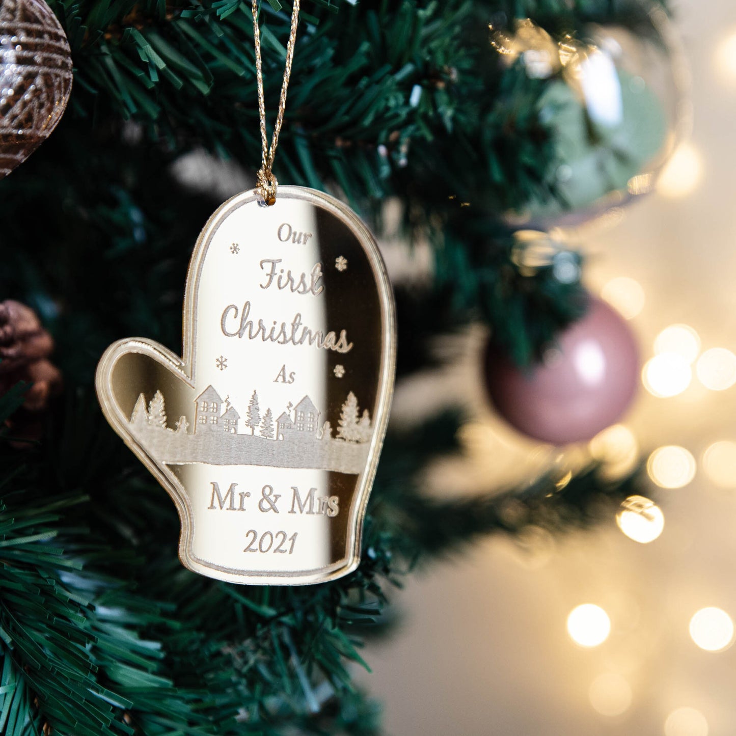 First Christmas As Mr & Mrs Mitten Bauble | Acrylic Christmas Decoration |