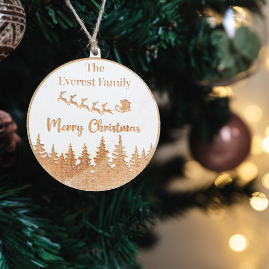 Personalised Family Name Bauble | Gift For All The Family | Christmas 2021 | Family Tree Decoration | Family Gift | Surname Bauble | Wooden