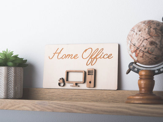 Personalised Home Office Sign | Working From Home Gift | New Job Gift | Wooden Sign | Handmade In UK | Wall Decor | Work Desk Accessory
