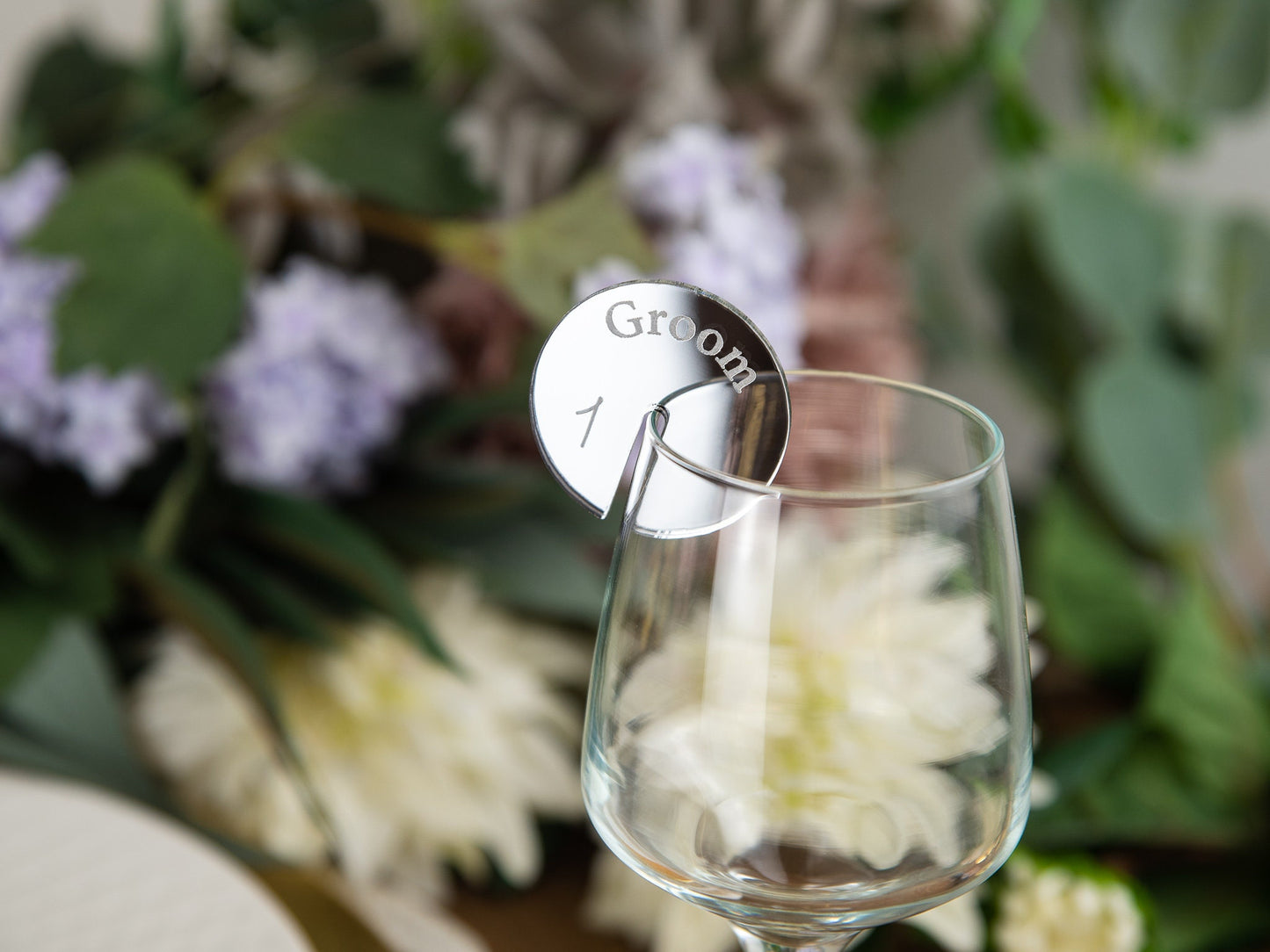 Acrylic Wedding Name Place Cards Ideas, Circle Place Names Wedding Favours, Disc Name Tags for Glass Place Setting Holder Drink Charm